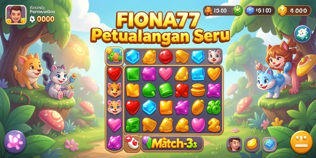 Tampilan menarik dari gameplay seru FIONA77 di dunia Match-3.