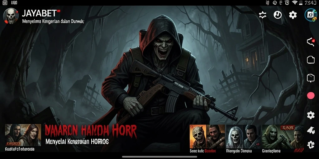 Screenshot JAYABET menampilkan pengalaman menakutkan saat menjelajahi dunia Horror.