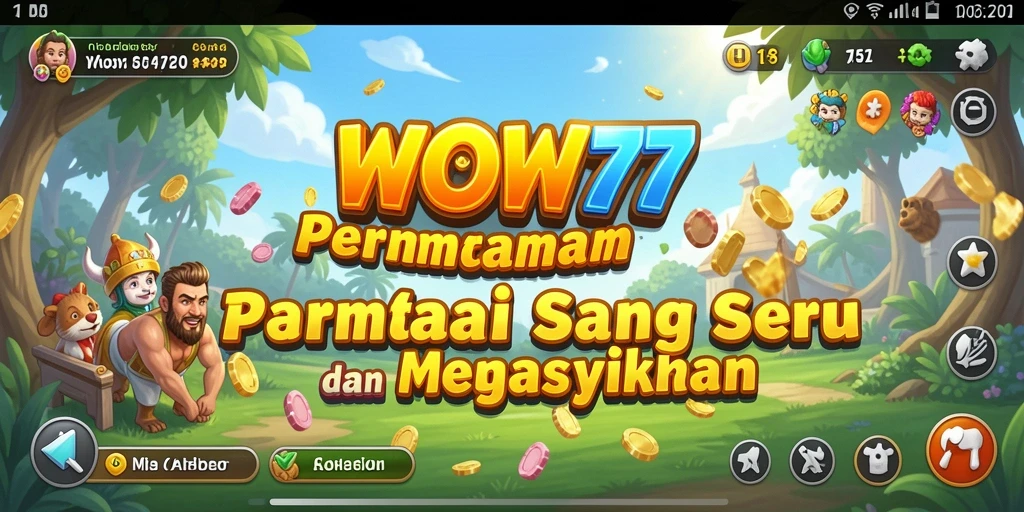 Tampilan utama gameplay WOW77 yang mengasyikkan dan penuh warna.