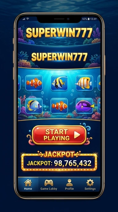 Tampilan antarmuka aplikasi superwin777 yang sederhana dan menarik.